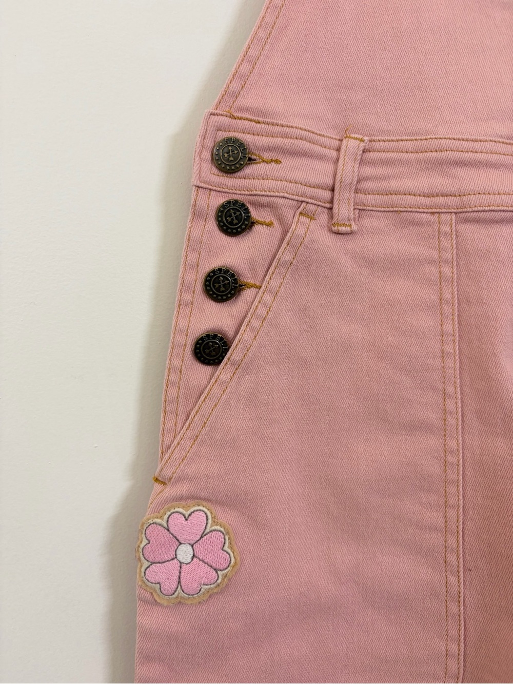 Spell & The Gypsy Collective Candy Denim Pinafore Pink Overall Midi Dress M - Picture 6 of 11